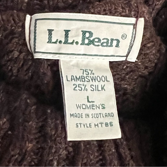 Vintage LL Bean Fisherman Cable Knit Turtleneck Wool/Silk Sweater Scotland - Picture 5 of 5